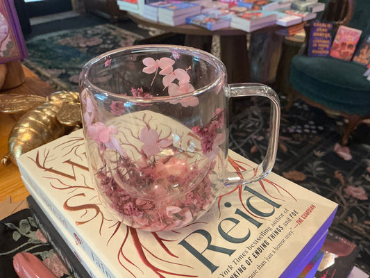 Glass Pink Floral Mug