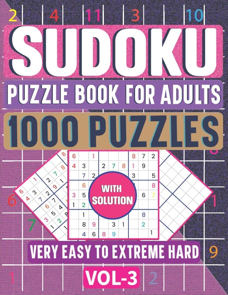 1000 Very Easy to Extreme Hard Sudoku Puzzle Book for Adults: The Ultimate 6 Levels Sudoku Puzzle Activity Book with Solutions (Fun and Relaxing Adult Activity Books) cover image
